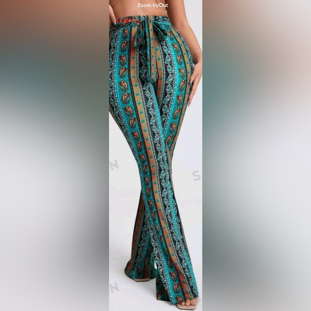 ✨Plus Size/curvy Boho Flare turquoise Pants NWOT Size 1X